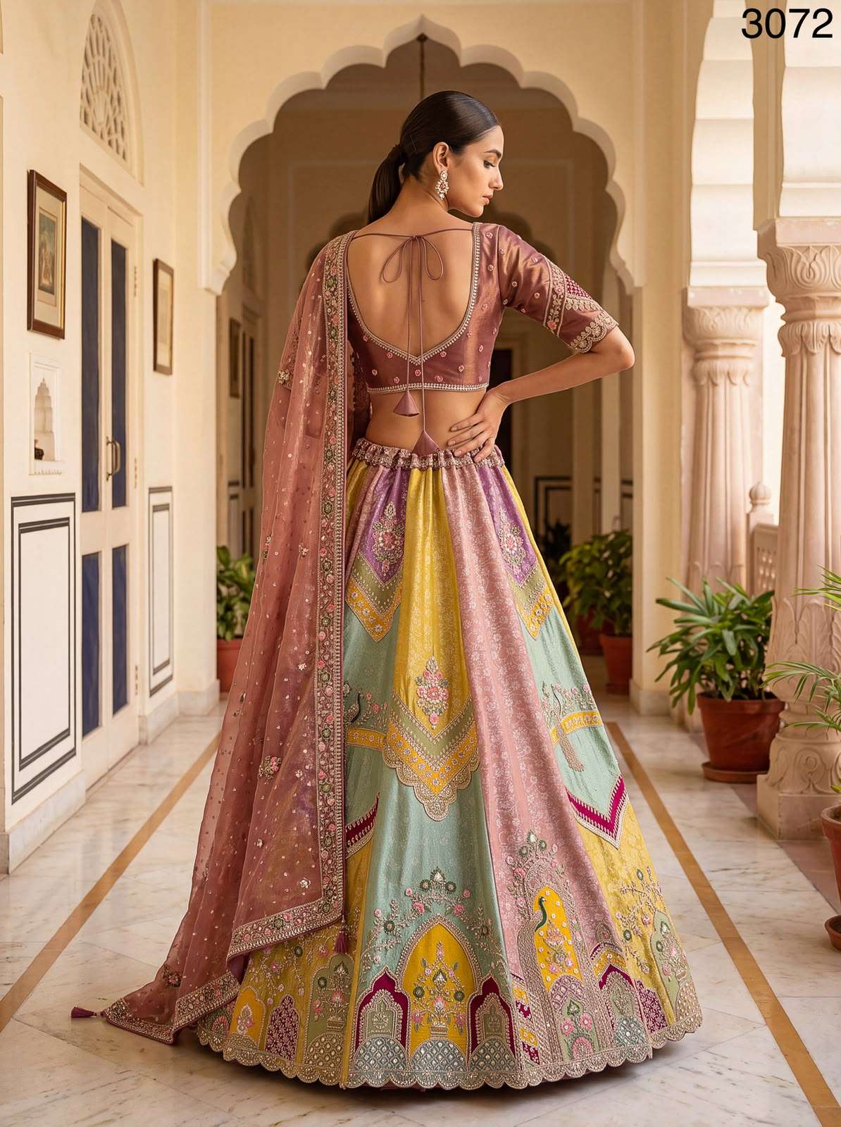 Pastel Color Combine and Designer Banarasi Silk fancy fabric Partywear Lehenga Choli best rate 3072 